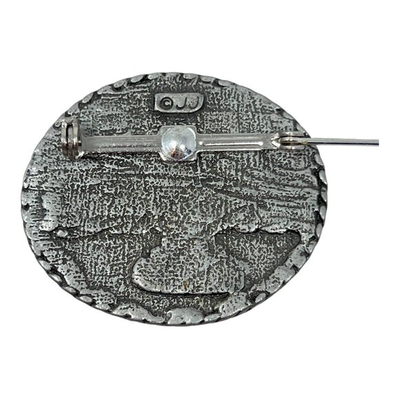 JJ Artifacts Lighthouse Sailboat Scene Brooch Pin 1986 Silver Gold Tone Vintage - Picture 4 of 6